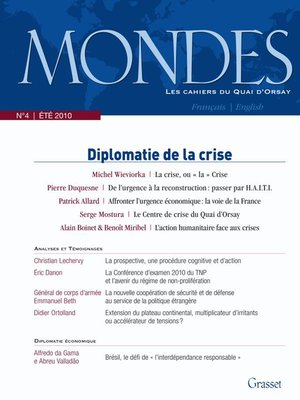 cover image of Mondes n°4--Les cahiers du Quai d'Orsay